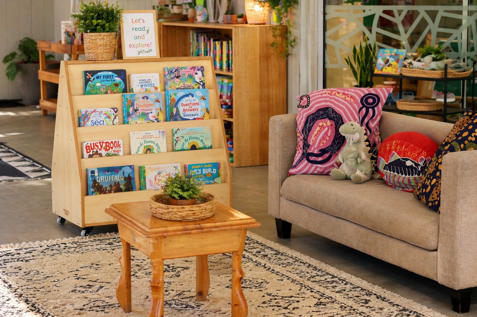 Comfortable reading area at Peregian Beach kindergarten.