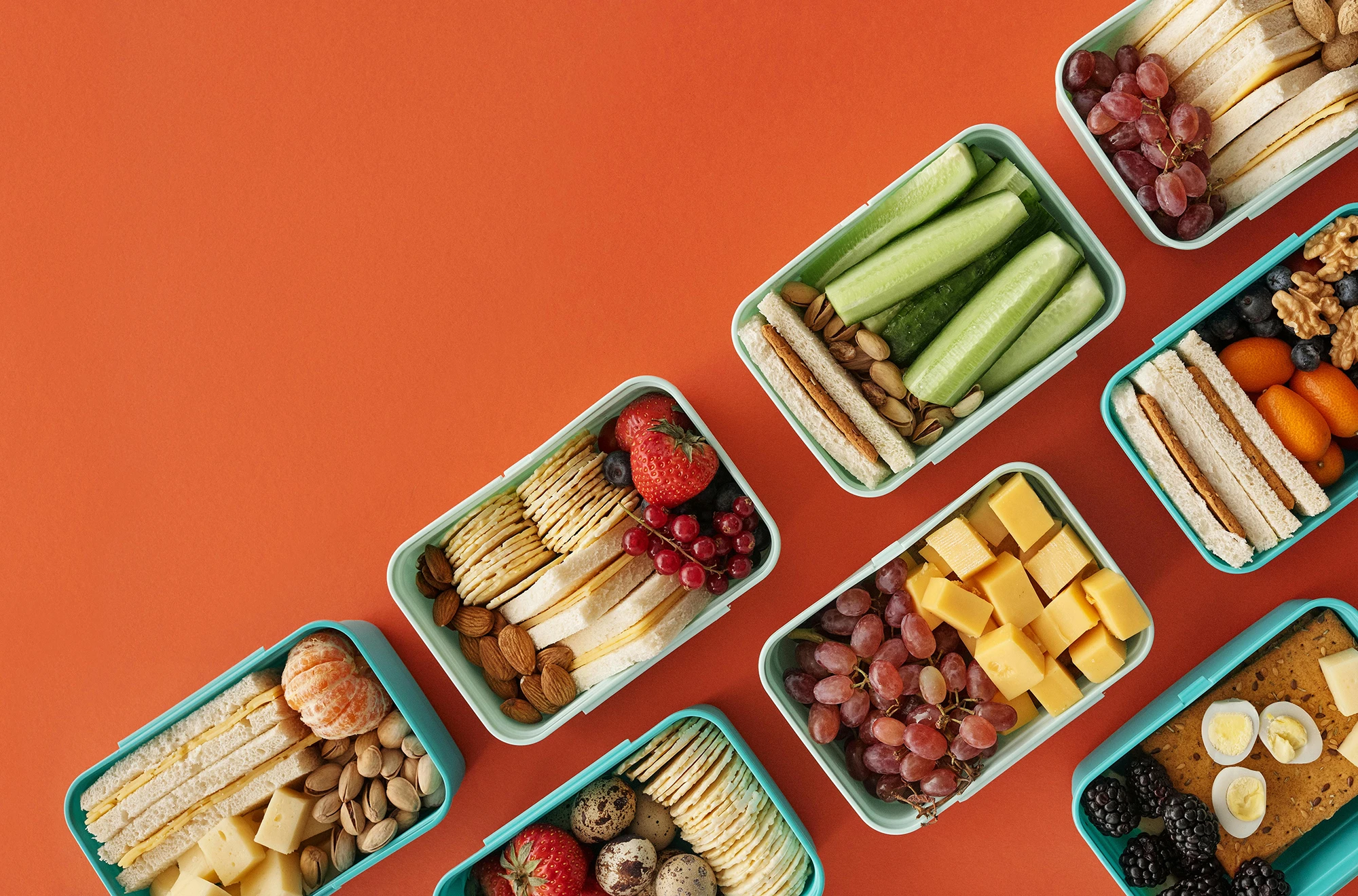 Childrens school lunchboxes and sandwiches.